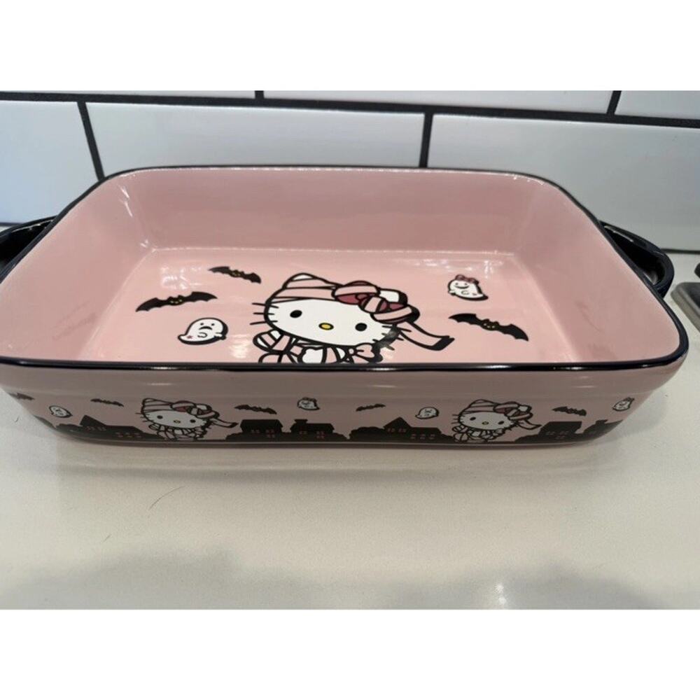 Sanrio HELLO KITTY Halloween Mummy Rectangular Ceramic Baker 15" x 8.5" Pink NEW